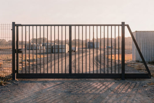 Portail autoporté avec barreaudage rond