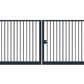 Portail battant en acier industriel avec barreaudage rond gris anthracite