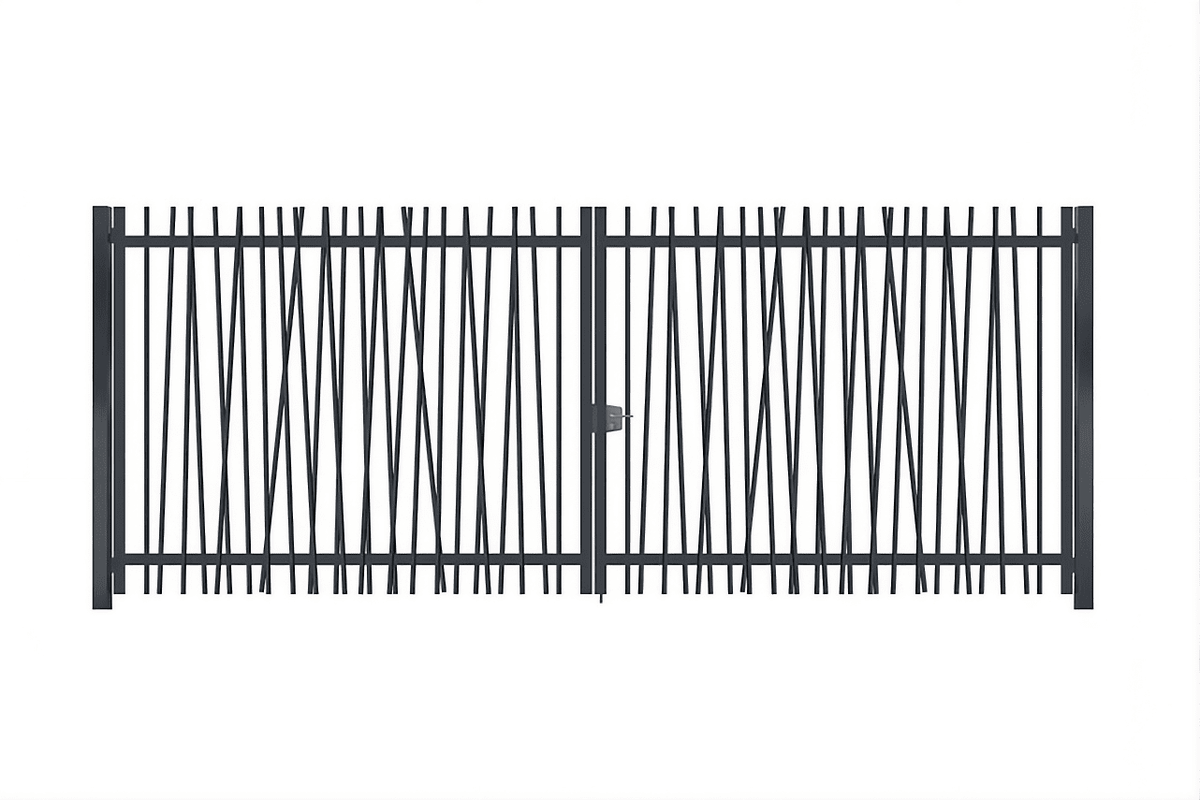 Portail battant en acier industriel avec barreaudage canisse gris anthracite