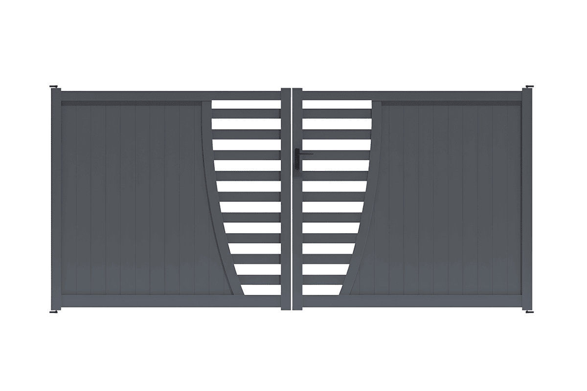 Portail battant avec décoration arrondie gris anthracite