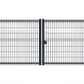 Portail battant en acier industriel grillagé gris anthracite