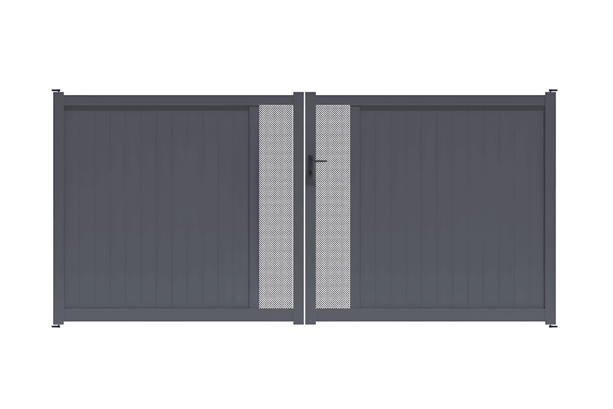 Portail battant perforé gris anthracite