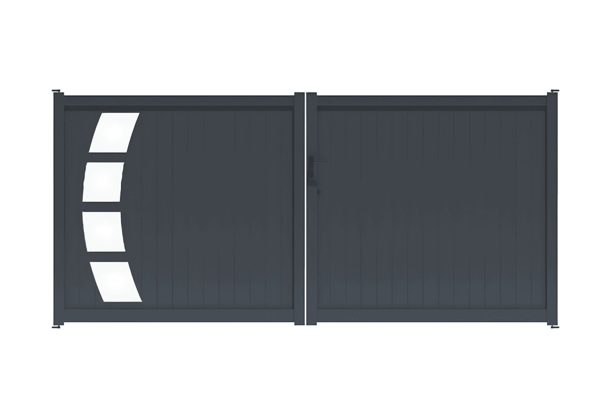 Portail battant plein avec finition aluminium gris anthracite
