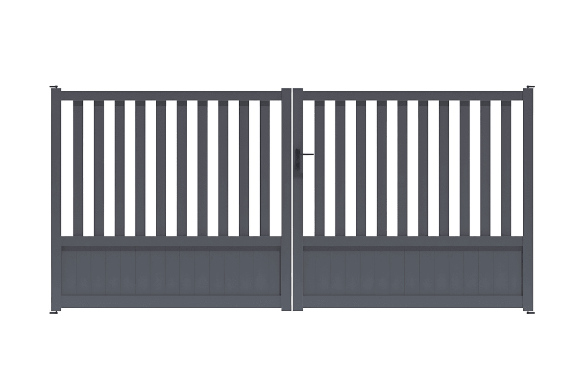 Portail battant semi-barreaudé gris anthracite