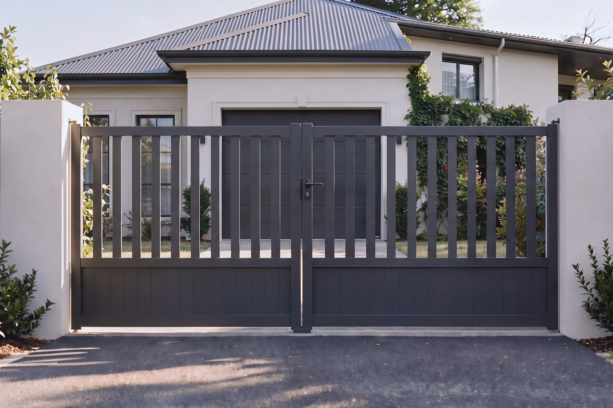 Portail battant semi-barreaudé gris anthracite