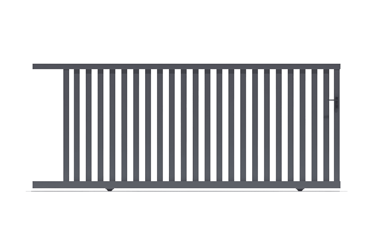 Portail coulissant barreaudé gris anthracite