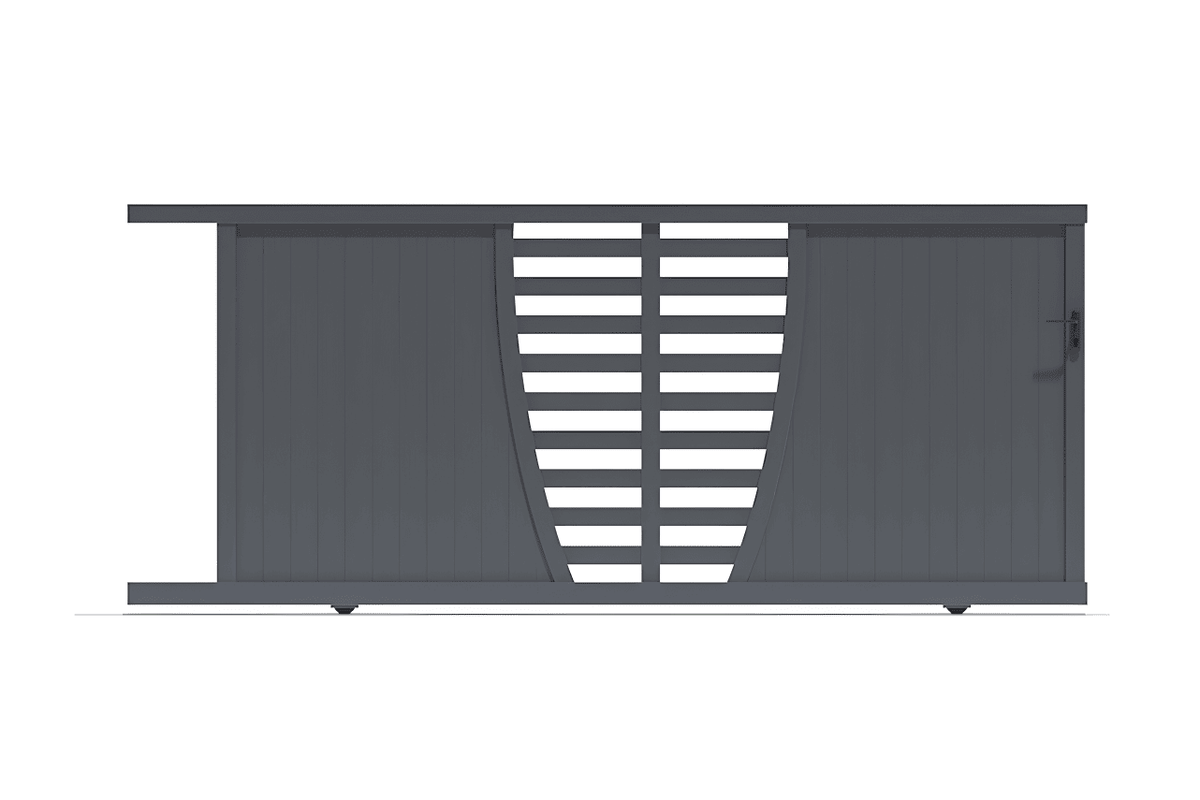 Portail coulissant avec décoration arrondie gris anthracite