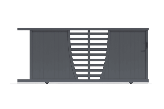 Portail coulissant avec décoration arrondie gris anthracite