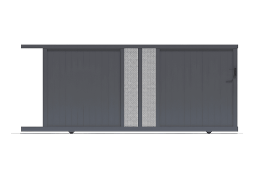 Portail coulissant perforé gris anthracite