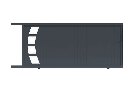 Portail coulissant plein avec finition aluminium gris anthracite