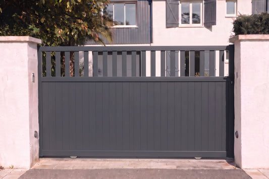 Portail coulissant semi-plein gris anthracite