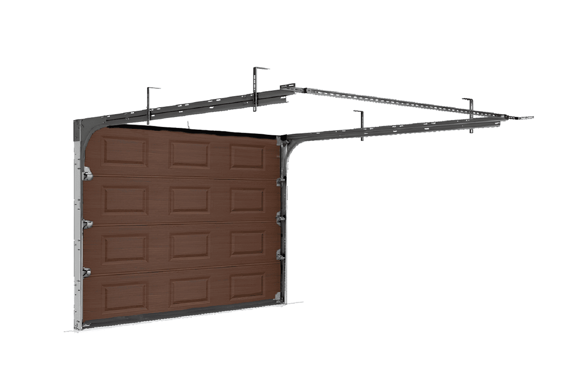Porte sectionnelle de garage levante traditionnelle à cassettes imitation bois