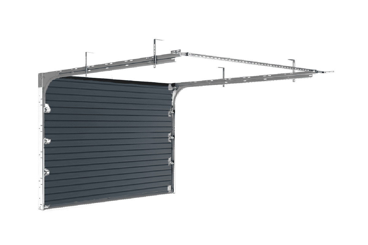 Porte sectionnelle de garage levante Woodgrain gris anthracite RAL 7016