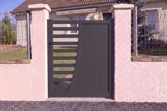 Portillon avec décoration arrondie gris anthracite