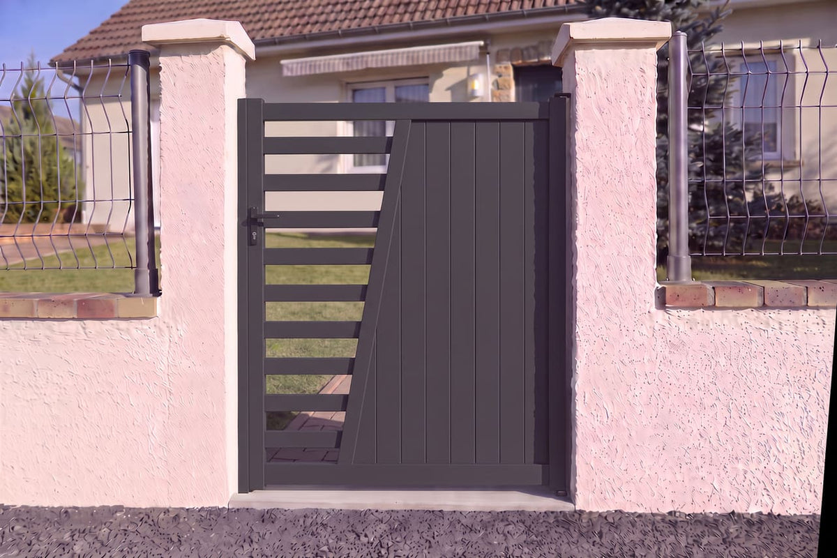 Portillon avec décoration droite gris anthracite