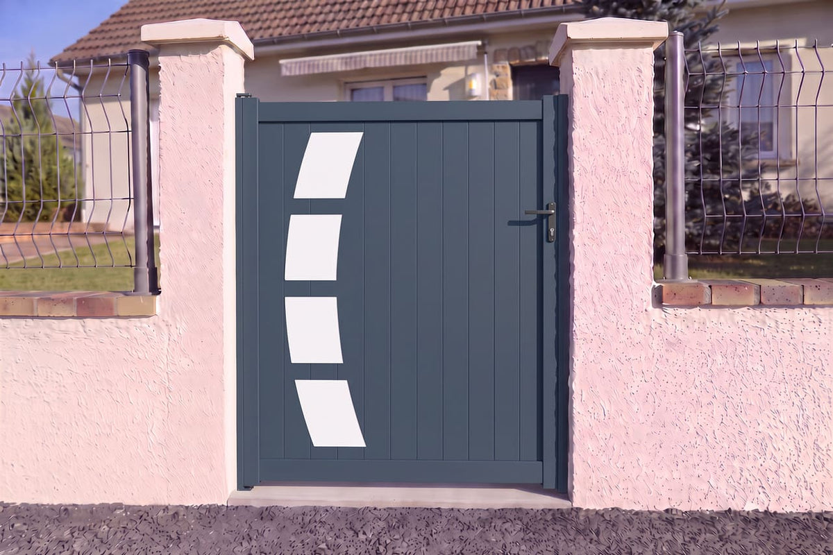 Portillon plein avec finition aluminium gris anthracite