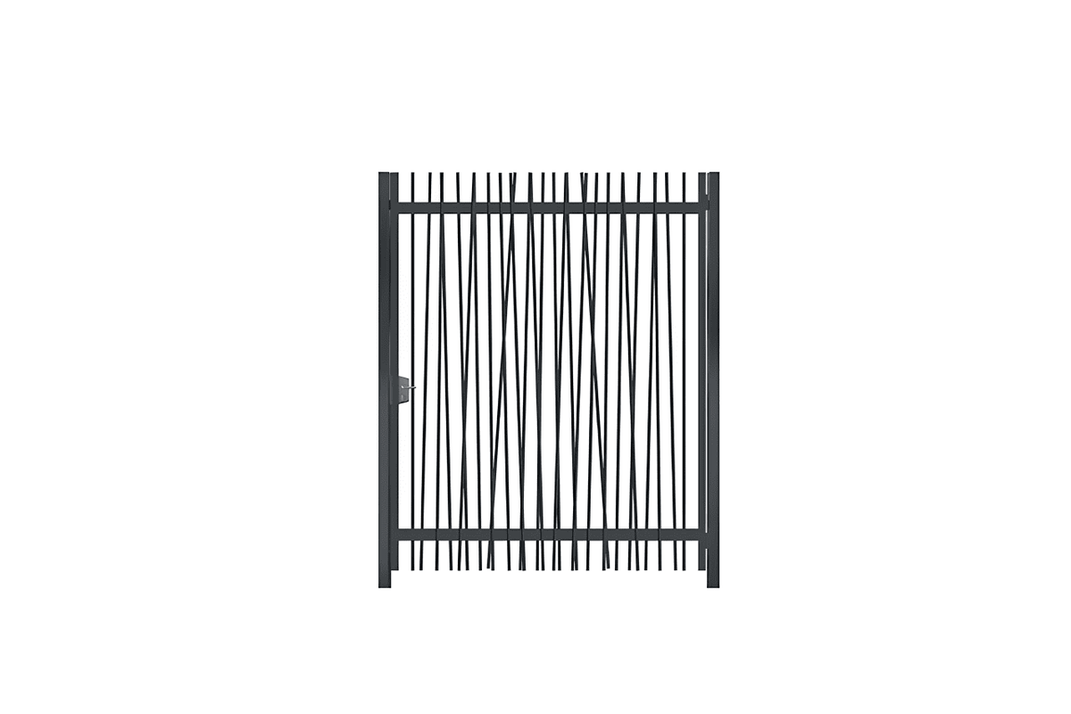 Portillon en acier industriel avec barreaudage canisse gris anthracite