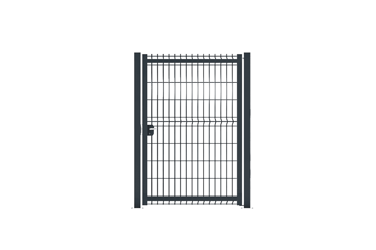 Portillon en acier industriel avec grillage gris anthracite