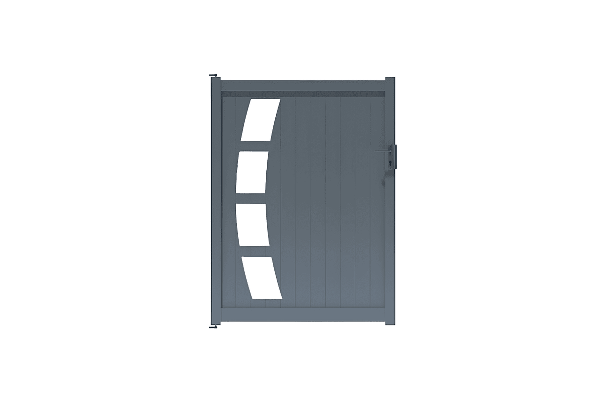 Portillon plein avec finition aluminium gris anthracite